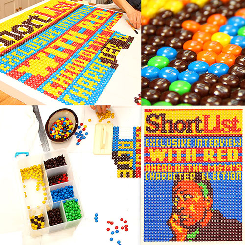 Shortlist Magazine Cover made out of M&M's chocolates